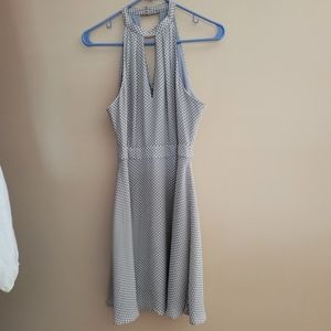 Express White Polka Dot Grey Dress Size 8